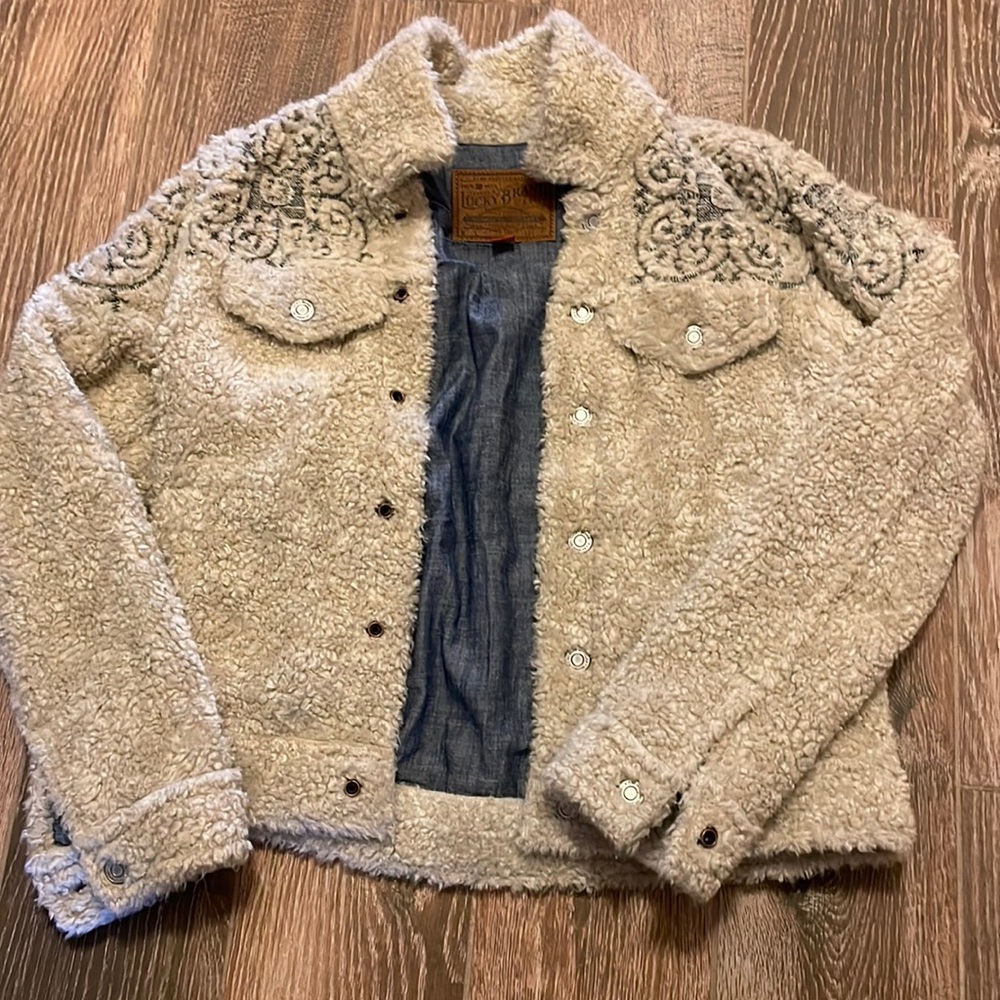 Lucky Brand button up jacket Sherpa tomboy trucker small
